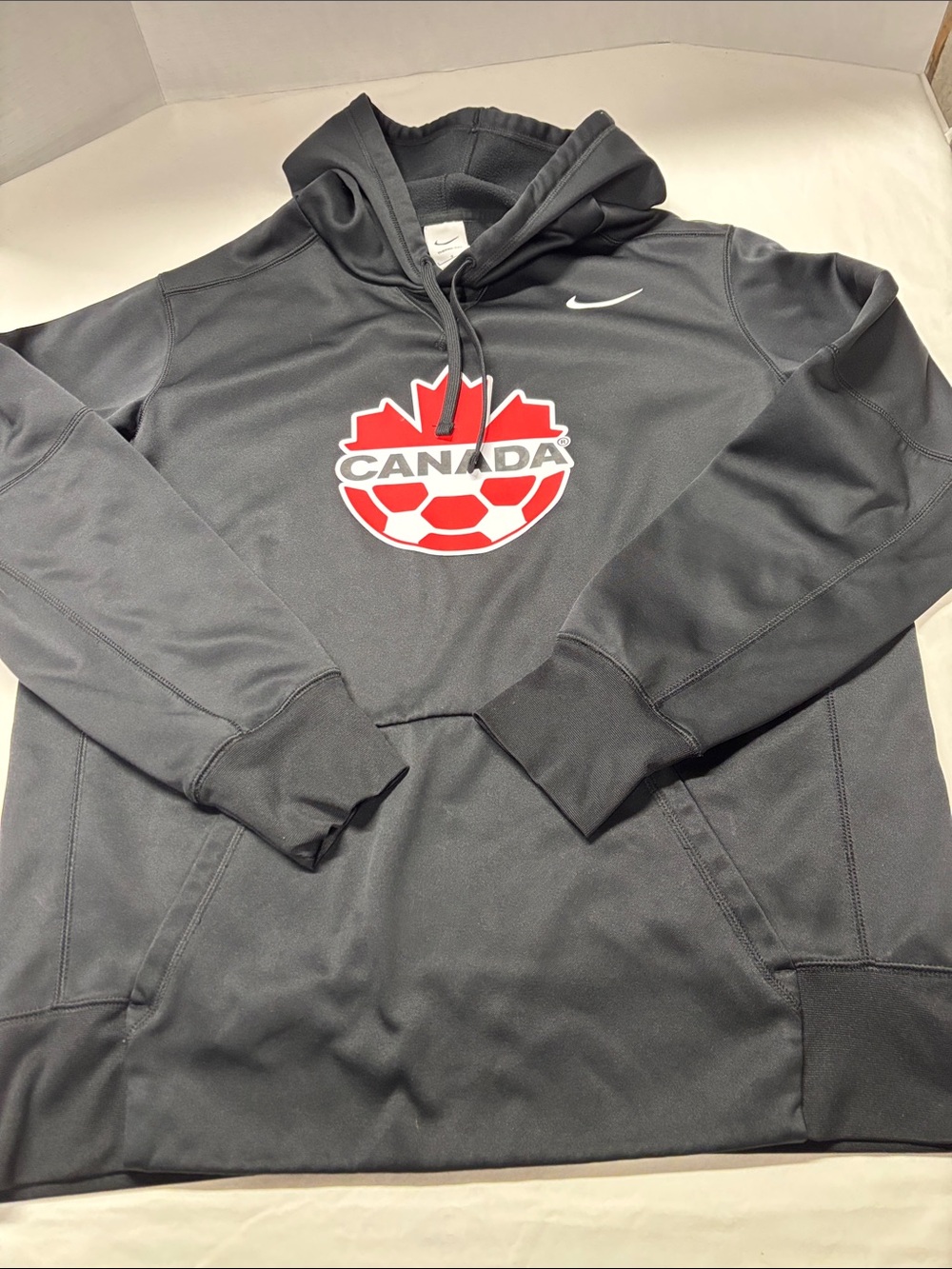 Nike Black Crewneck Hoodie with Red Canada Emblem